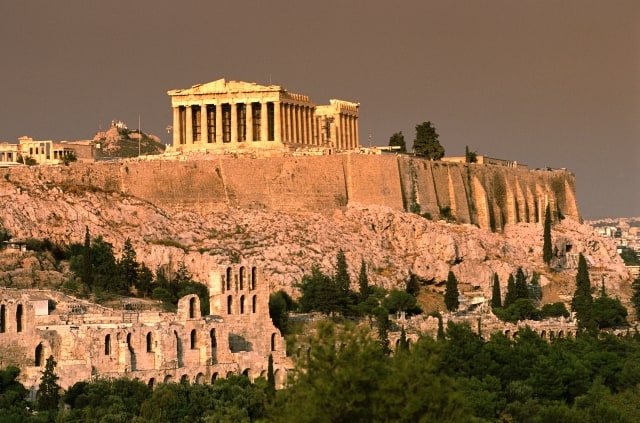The Acropolis and Parthenon from Filopappou Hill.