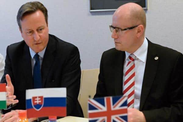 Setkání premiéra Bohuslava Sobotky s britským protějškem Davidem Cameronem.