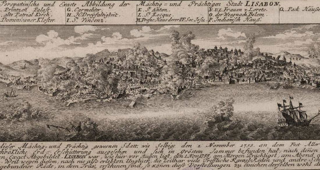 Vyobrazení zemětřesení v Lisabonu z roku 1755