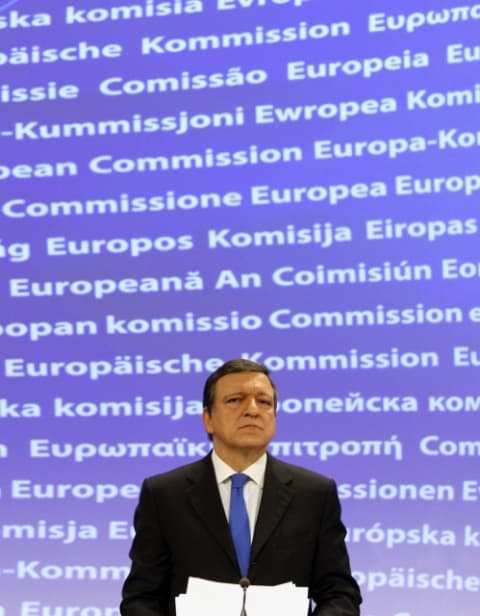 EU Commission President Jose Manuel Barroso addresses the media at the European Commission headquarters in Brussels, Friday, Nov. 27, 2009. European Commission President Jose Manuel Barroso has named 9 women and 18 men to form the next EU executive. His new European Commission can only take office once all its members pass confirmation hearings in the European Parliament in January 2010. (AP Photo/Yves Logghe)