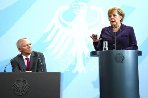 Schauble a Merkelová