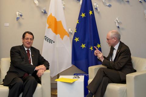 Kyperský prezident jedná před březnovou Evropskou radou s H. Van Rompuyem.