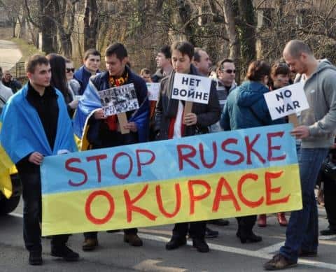 Demonstrace Ukrajinců v Praze