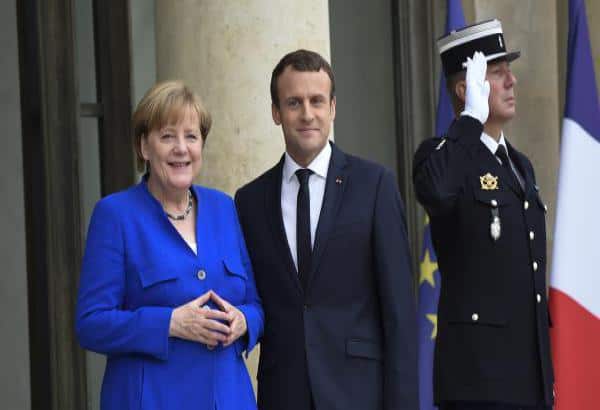 kancléřka Merkelová a prezident Macron