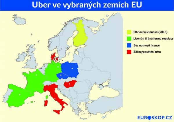 Uber ve vybraných zemích EU