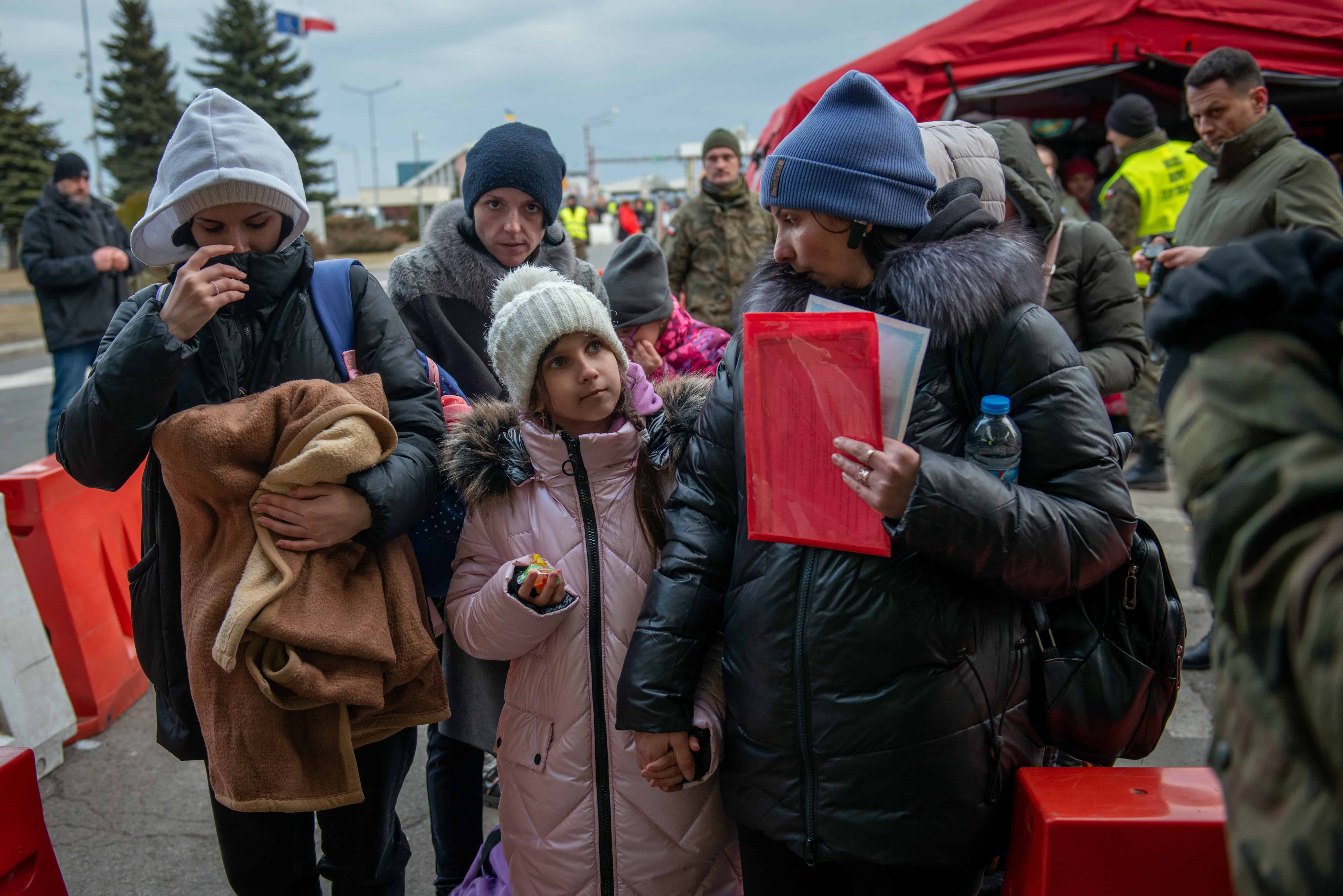 Ukrajinští uprchlíci na ukrajinsko-polských hranicích